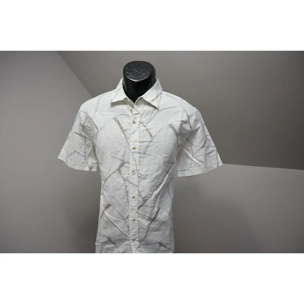 Banana Republic Linen Blend Button Up Shirt Slim Fit Short Sleeve Mens‎ Sz Small